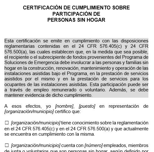 ESGCV15 - Certificación Participación Personas sin Hogar ESG-CV-SS